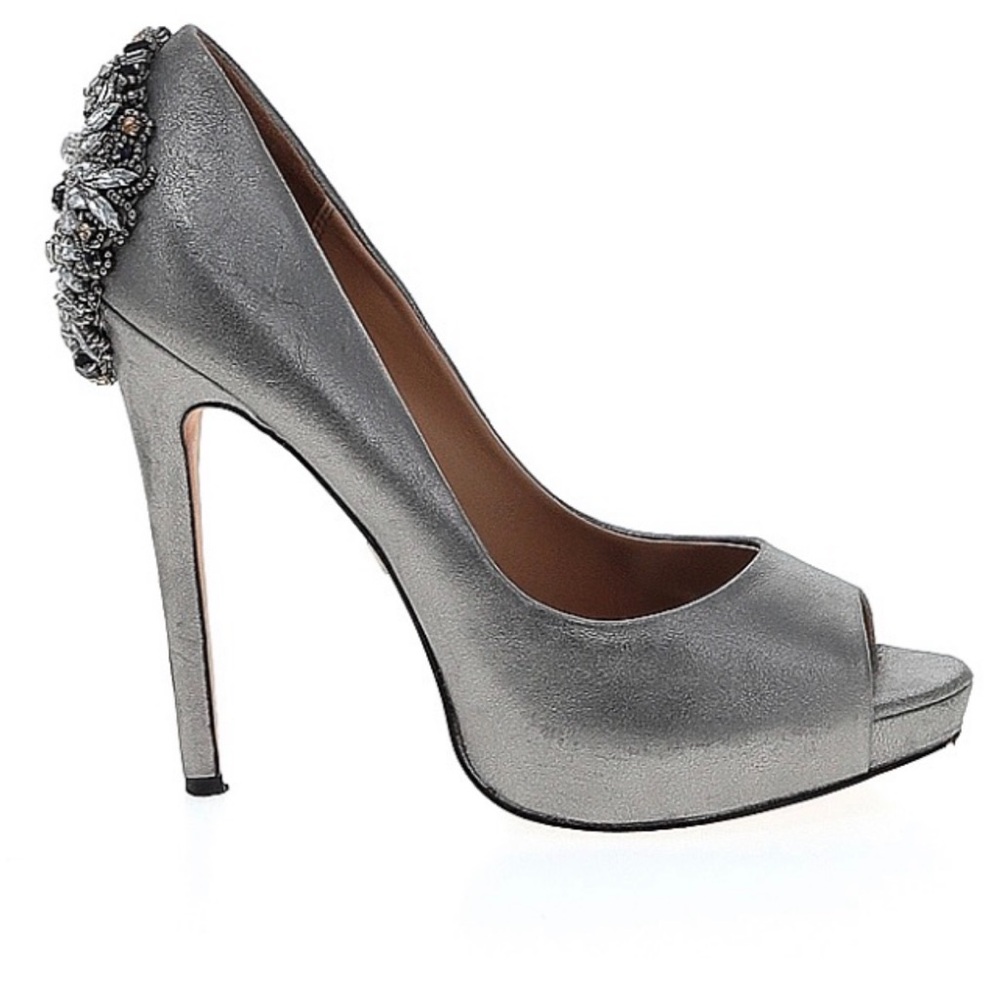 Badgley Mischka Silver Embellished Heels